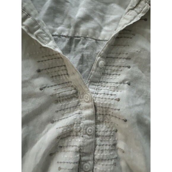 Boden Casual Classic White Linen Tunic Dress Top Silver Embroidered Size 10 - Picture 3 of 6